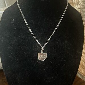 Silver Chain Necklace with Ohio Pendant